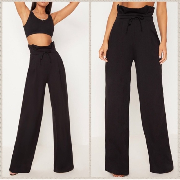PrettyLittleThing Pants - Pretty little sold at ASOS paperbag wide leg pants